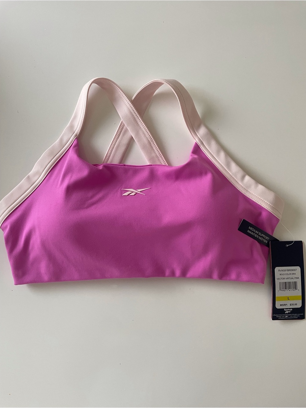 Reebok Hot Pink and Light Pink Cross-Back Sports Bra
